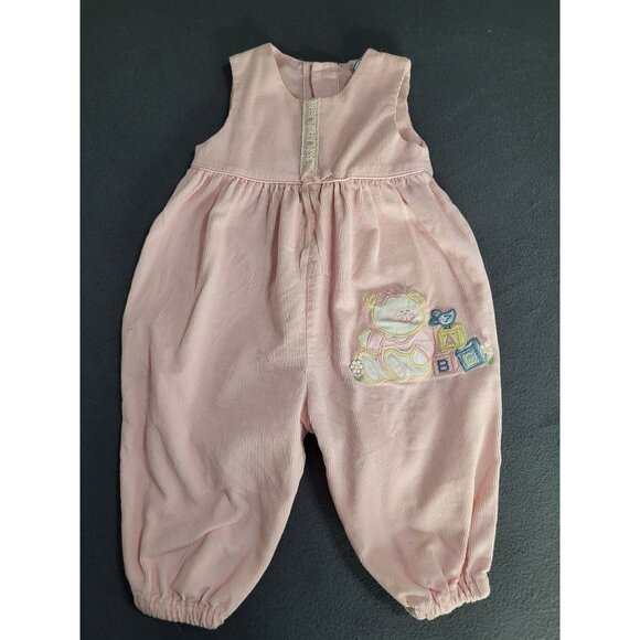 unbranded Other - Vintage Infant Girl Pink One Piece Outfit Appliqued Bear ABCs 6-9 Months